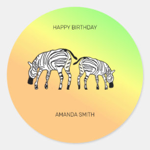 Cute Happy Kenyan Zebras Classic Round Sticker