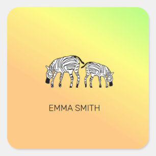 Cute Happy Kenyan Zebras Square Sticker