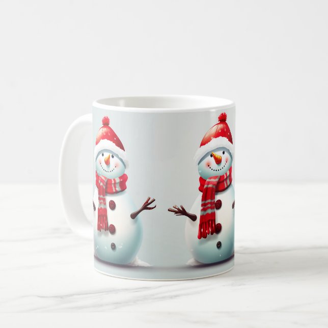 Cute happy Kids Children Winter Snowman Coffee Mug (Front Left)