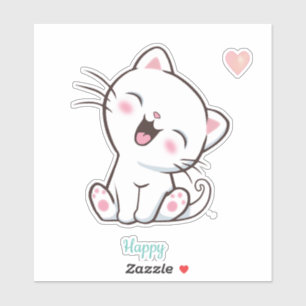 Cute Happy Kitty Cat & Heart