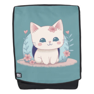 Cute happy Kitty with a Home Backpack