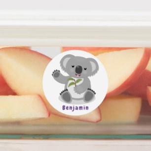 Cute happy koala waving cartoon illustration
