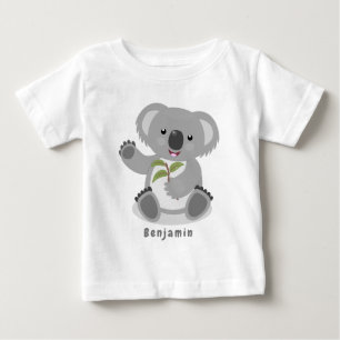 Cute happy koala waving cartoon illustration baby T-Shirt