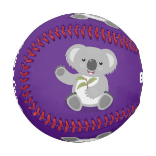 Cute happy koala waving cartoon illustration  baseball