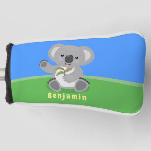 Cute happy koala waving cartoon illustration golf head cover