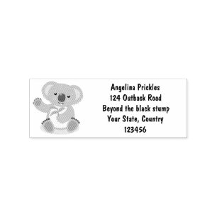 Cute happy koala waving cartoon illustration rubbe rubber stamp
