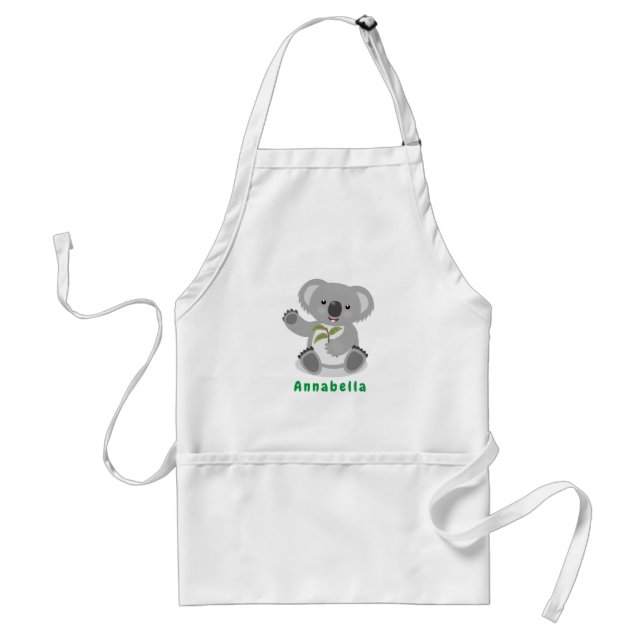 Cute happy koala waving cartoon illustration standard apron (Front)