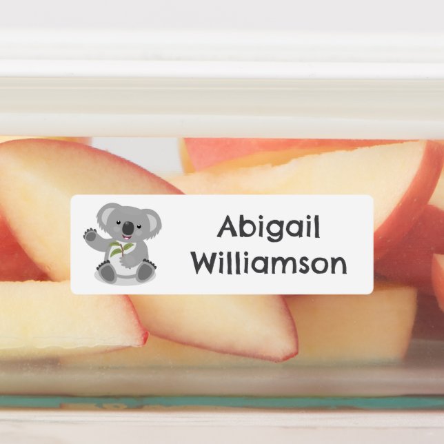 Cute happy koala waving cartoon personalised (Affixed)