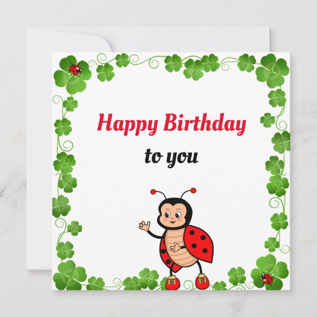 Cute Happy Ladybug Birthday Flat Card (Front)