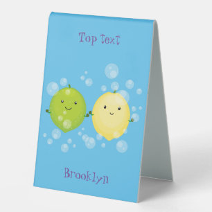 Cute happy lemon lime cartoon illustration