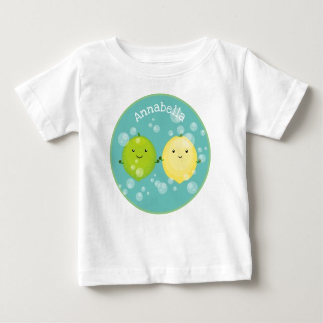 Cute happy lemon lime cartoon illustration baby T-Shirt (Front)