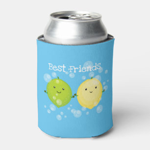Cute happy lemon lime cartoon illustration can cooler