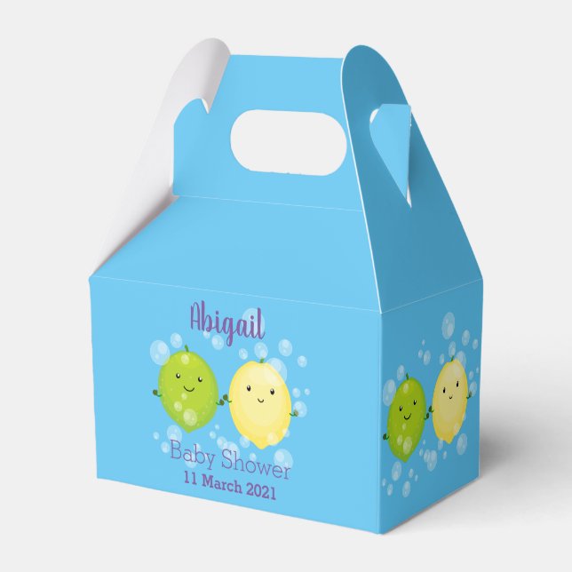 Cute happy lemon lime cartoon illustration  favour box (Front Side)