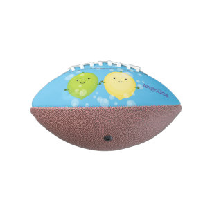 Cute happy lemon lime cartoon illustration football