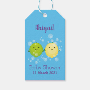 Cute happy lemon lime cartoon illustration  gift tags