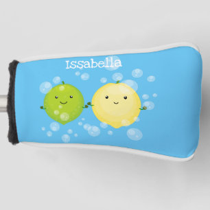 Cute happy lemon lime cartoon illustration golf head cover