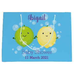 Cute happy lemon lime cartoon illustration large gift bag