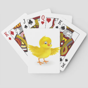 Cute happy little yellow Easter chick Playing Cards