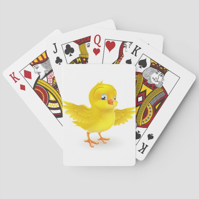 Cute happy little yellow Easter chick Playing Cards (Back)