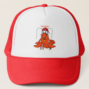 Cute happy lobster wearing Christmas hat cartoon