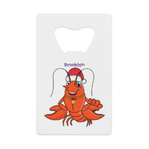 Cute happy lobster wearing Christmas hat cartoon
