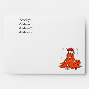 Cute happy lobster wearing Christmas hat cartoon Envelope