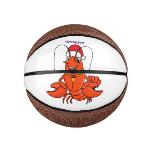 Cute happy lobster wearing Christmas hat cartoon Mini Basketball