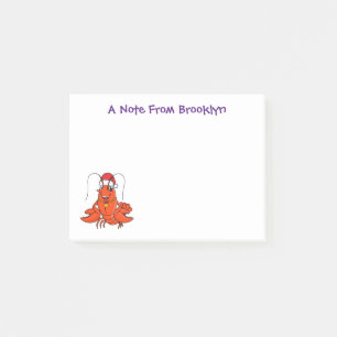 Cute happy lobster wearing Christmas hat cartoon Post-it Notes