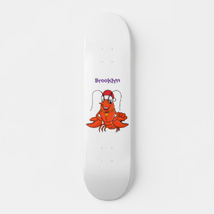 Cute happy lobster wearing Christmas hat cartoon Skateboard