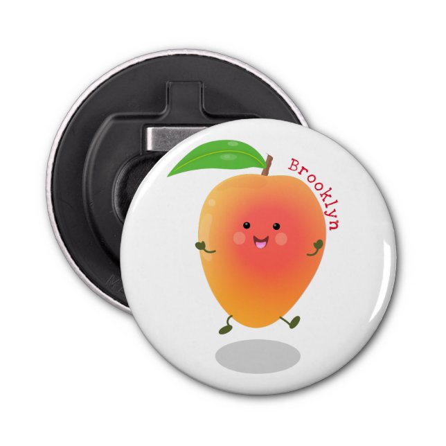 Cute happy mango cartoon illustration bottle opener (Front)