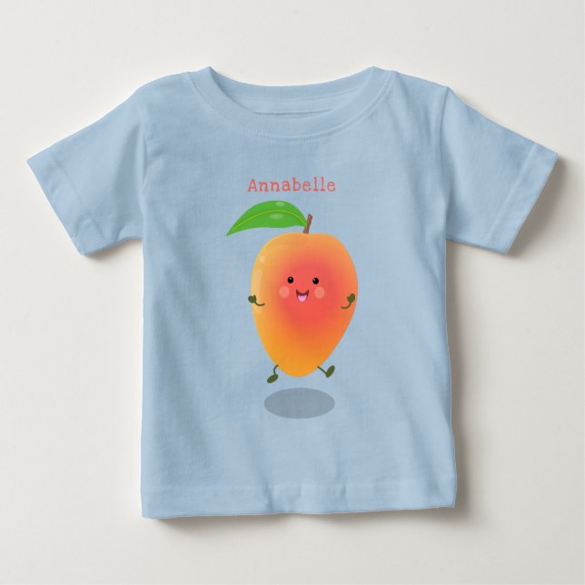 Cute happy mango yellow cartoon illustration baby T-Shirt (Front)