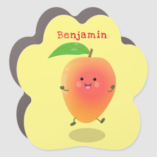 Cute happy mango yellow cartoon illustration car magnet