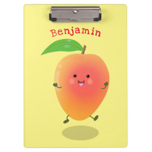 Cute happy mango yellow cartoon illustration clipboard