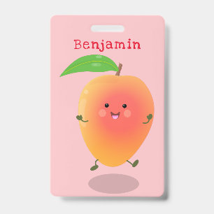 Cute happy mango yellow cartoon illustration ID badge