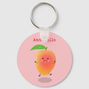 Cute happy mango yellow cartoon illustration key ring