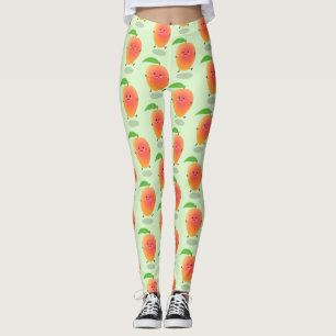 Cute happy mango yellow cartoon illustration leggings