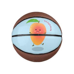 Cute happy mango yellow cartoon illustration mini basketball
