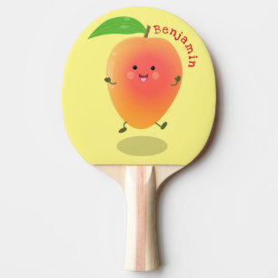 Cute happy mango yellow cartoon illustration ping pong paddle