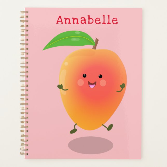 Cute happy mango yellow cartoon illustration planner (Front)