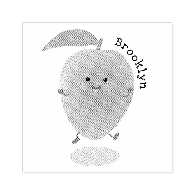 Cute happy mango yellow cartoon illustration rubber stamp (Imprint)