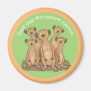 Cute happy meerkat cartoon family magnet
