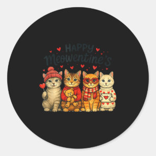 Cute Happy Meowentines Valentine Cats Love Men Wom Classic Round Sticker