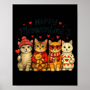 Cute Happy Meowentines Valentine Cats Love Men Wom Poster