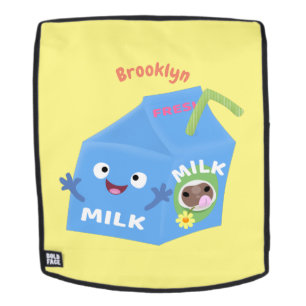 Cute happy milk carton character cartoon backpack