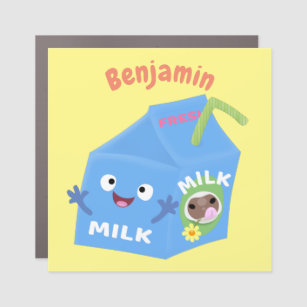 Cute happy milk carton character cartoon car magnet