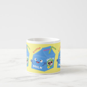Cute happy milk carton character cartoon espresso cup