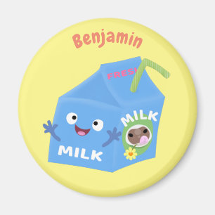 Cute happy milk carton character cartoon magnet