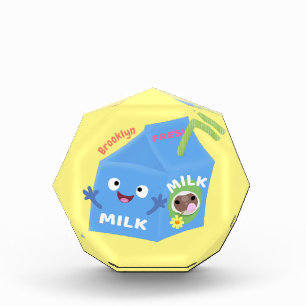 Cute happy milk carton character cartoon photo block