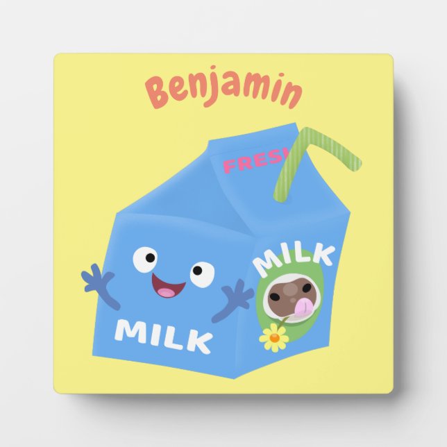 Cute happy milk carton character cartoon plaque (Front)