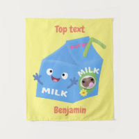 Cute happy milk carton character cartoon